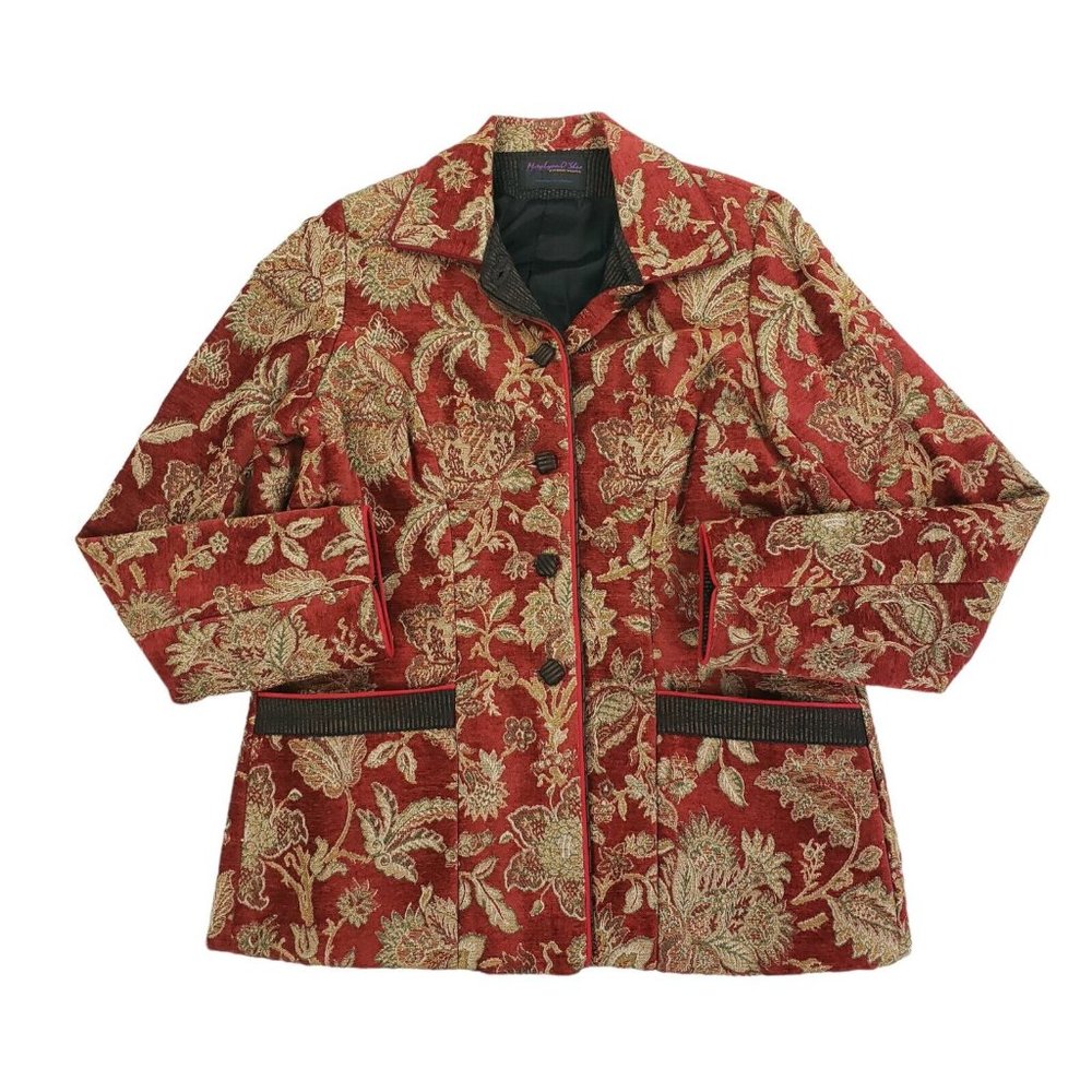 Mary Lynn O'Shea Womens Jacket Handmade Tapestry Size Small Floral Paisley Red